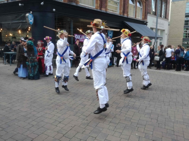 Jockey Dancing on John Bright Street with one of our guest teams Belly Fusion in the background