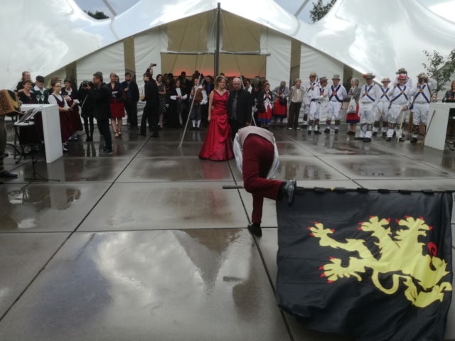 Lieven and Maria's Wedding - Flag Waving for the Happy Couple and Meeting with some Good Friends