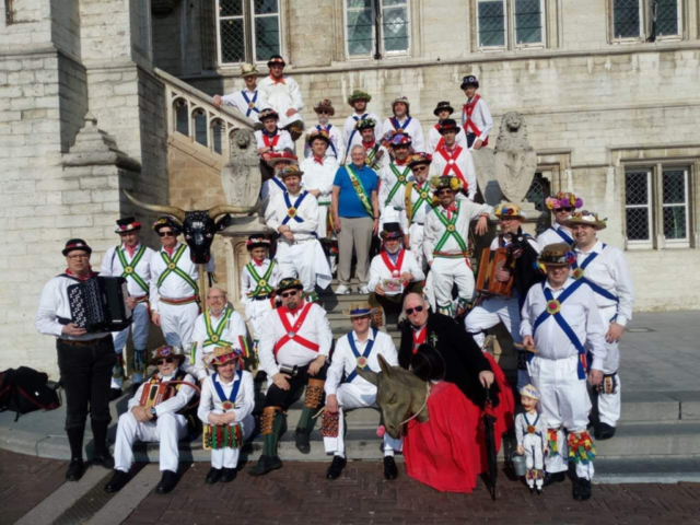 Jockey with The Abingdon Morris Men and members of our host team - Boerke Naas