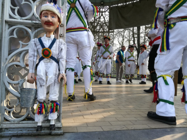 Little Pete checks out the Abingdon Morris Men on our trip to see Boerke Naas Folk Dance Group